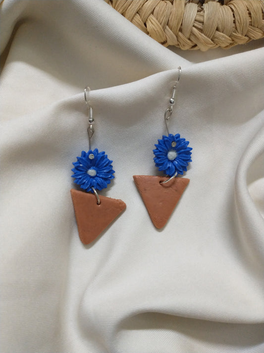 Blue Flower Vase Earrings