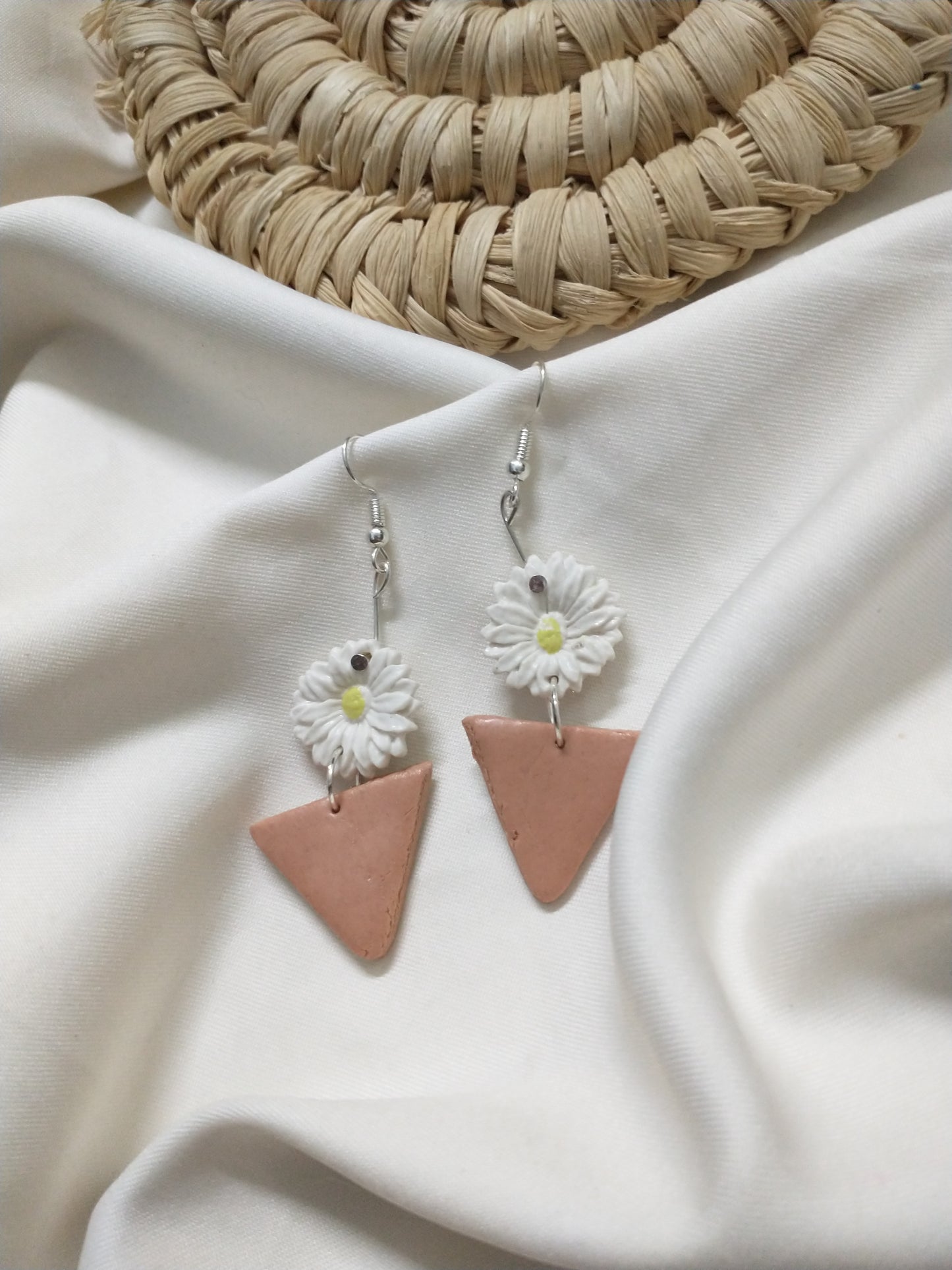 White Flower Vase Earrings