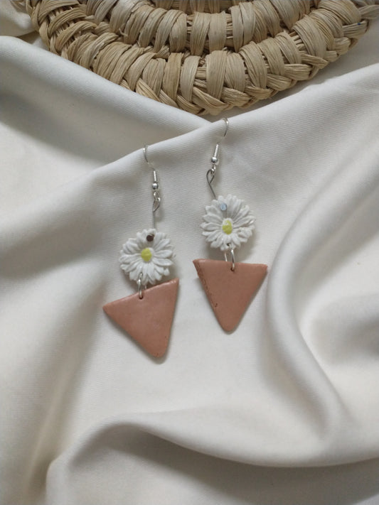 White Flower Vase Earrings