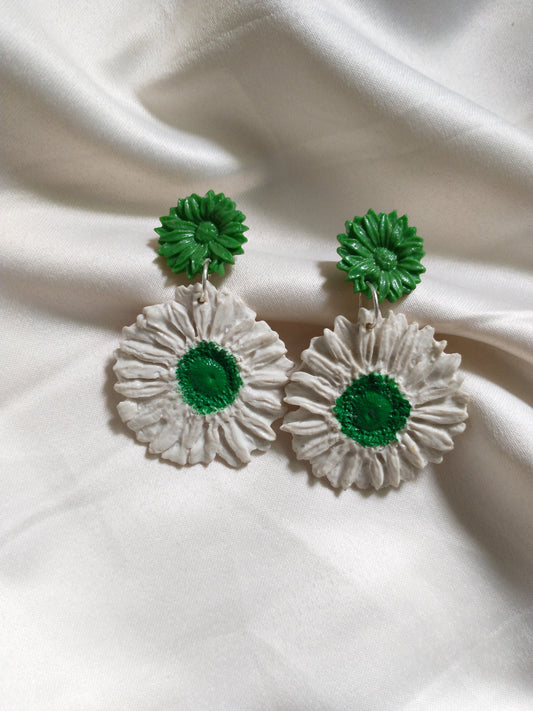 Mixed Greeny Flower Earrings